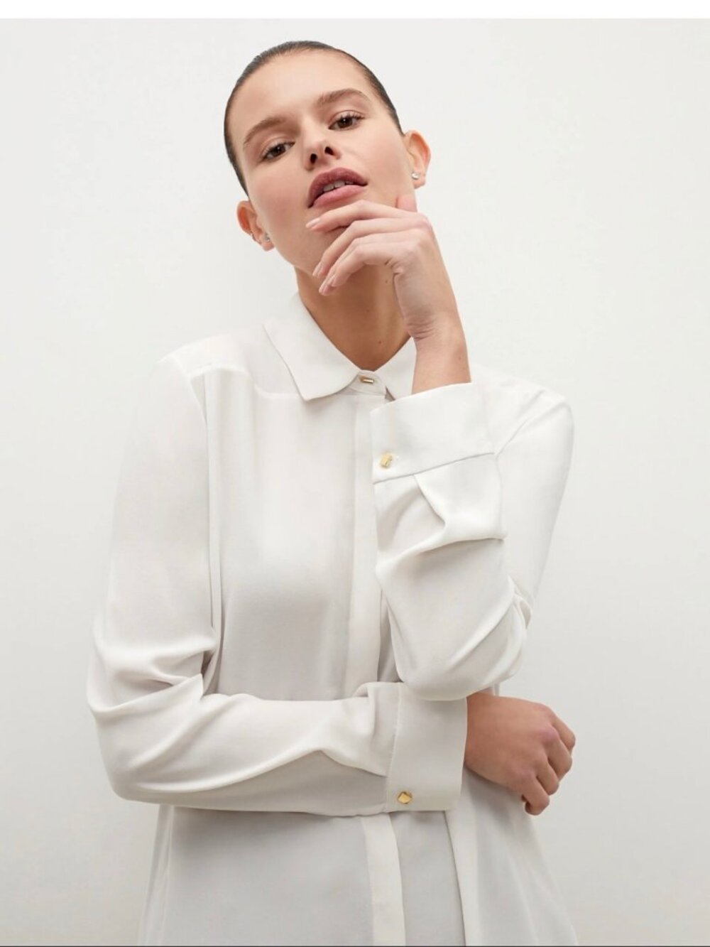 MM.LaFleur Lagarde Crepe Shirt — White — Size S